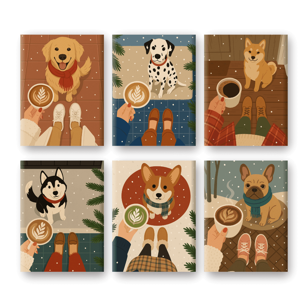 Winter Coffee & Paws Mini Set - Paint by Numbers Kit