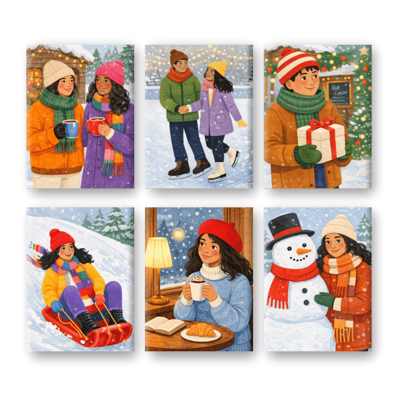 6 Mini Winter Wonderland - Paint by Numbers Kit