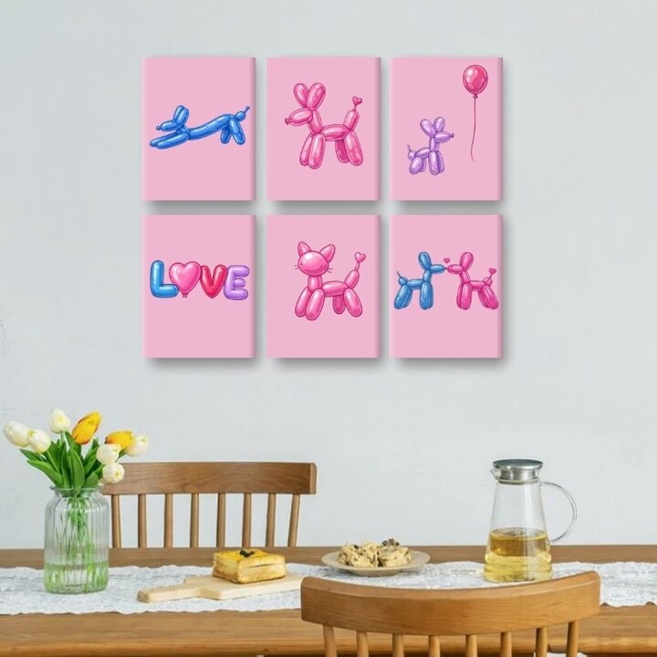 6 Mini Paintings - Playful Balloon Creatures - Detail 2