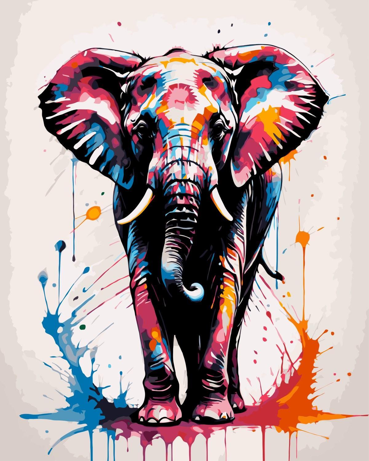 Wise Elephant in Color - Paint by Numbers Kit