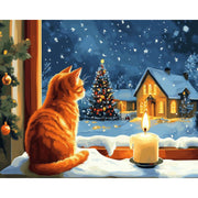 Candlelit Cat’s Cozy Holiday - Paint by Numbers Kit