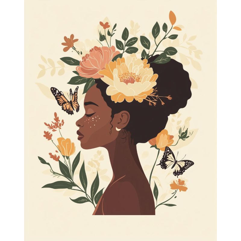 African Beauty in Flowers - Paint by Numbers Kit
