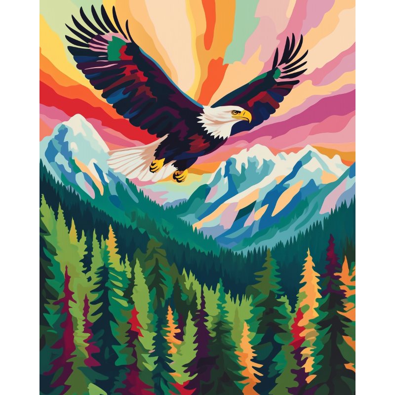 Vivid Eagle in Flight - Paint by Numbers Kit
