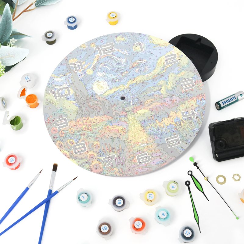 Starry Night & Blossoming Fields Clock - Detail 5