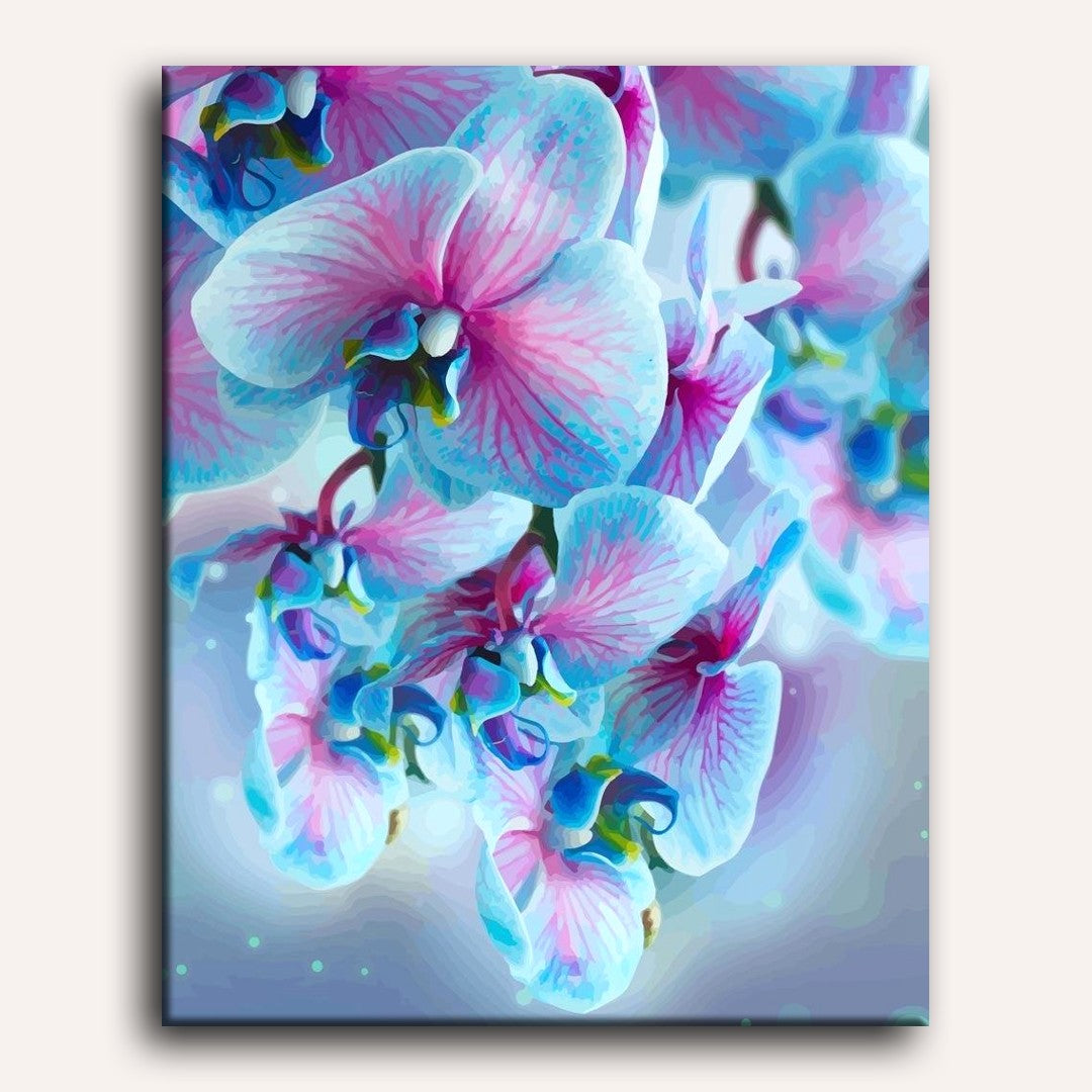 Elegant Blue Orchids | Paint by Numbers - Detail 2