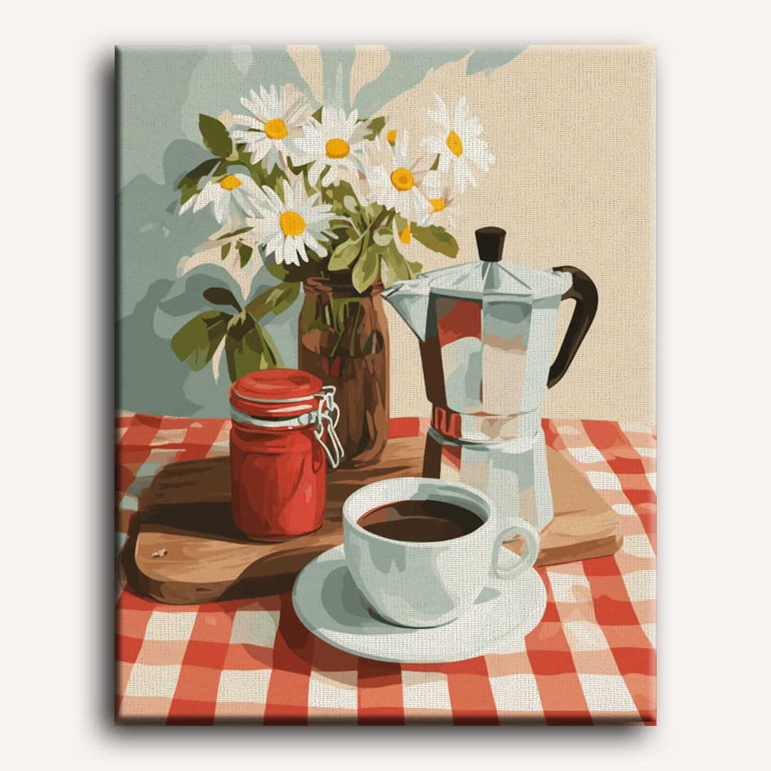 Morning Coffee & Blooms | Paint by Number - Detail 2