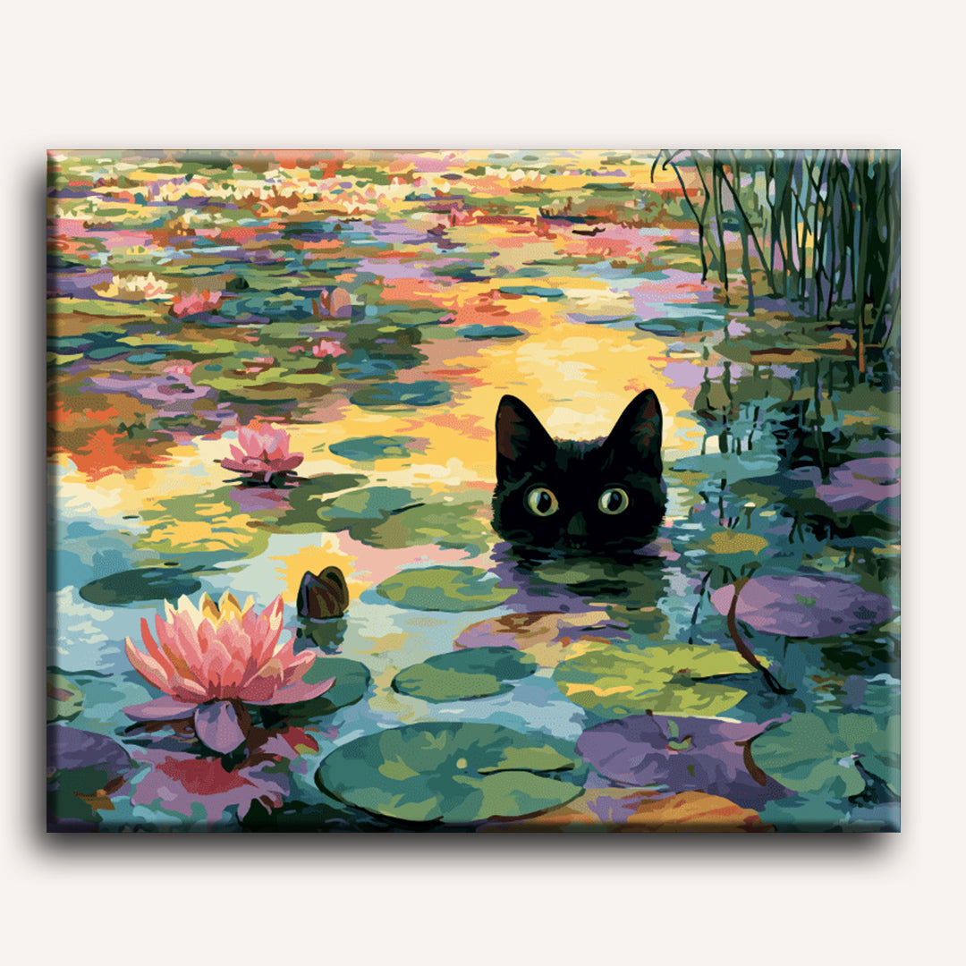 Water Lily & Feline Harmony - Detail 2