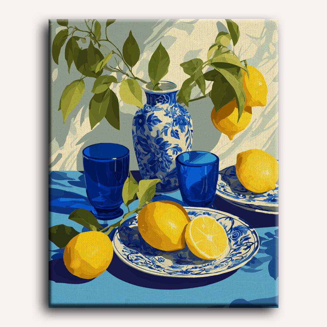 Sunlit Blue Porcelain Scene - Detail 2
