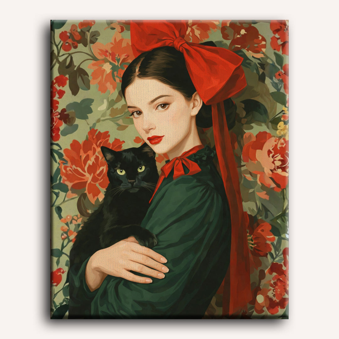 Girl with a Red Bow | Paint by Number - Detail 2