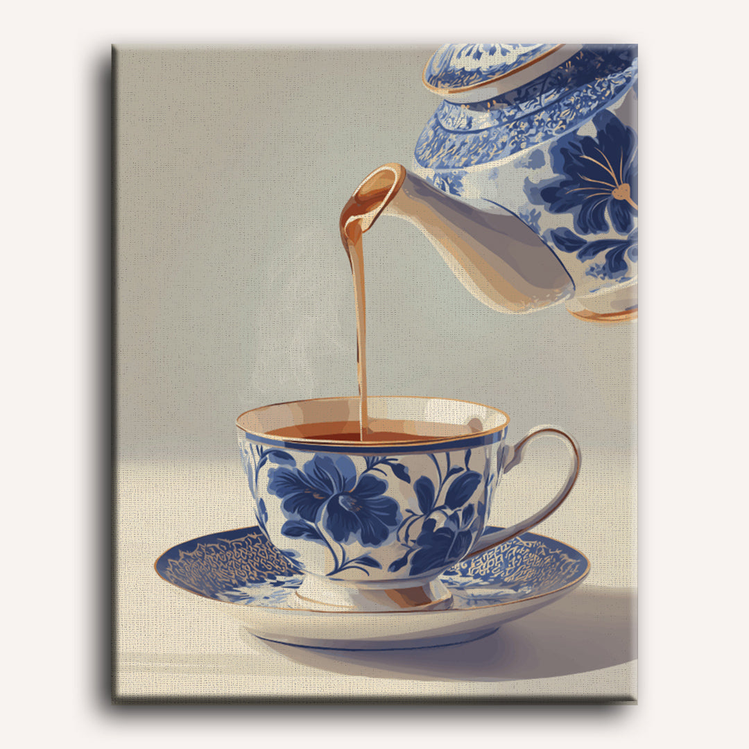 Elegant Blue Teacup Scene - Detail 2