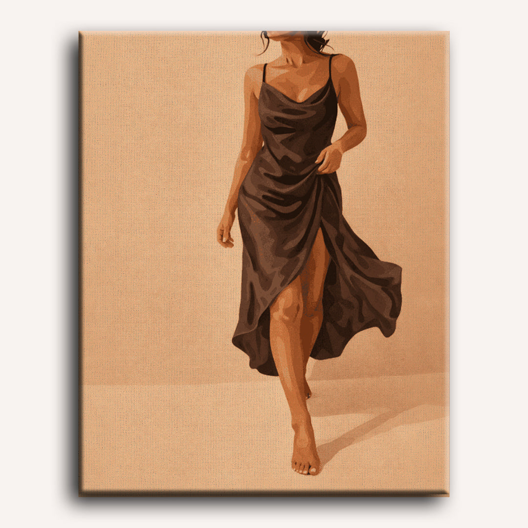 Earth-Toned Elegant Dress | Paint by Number - Detail 2