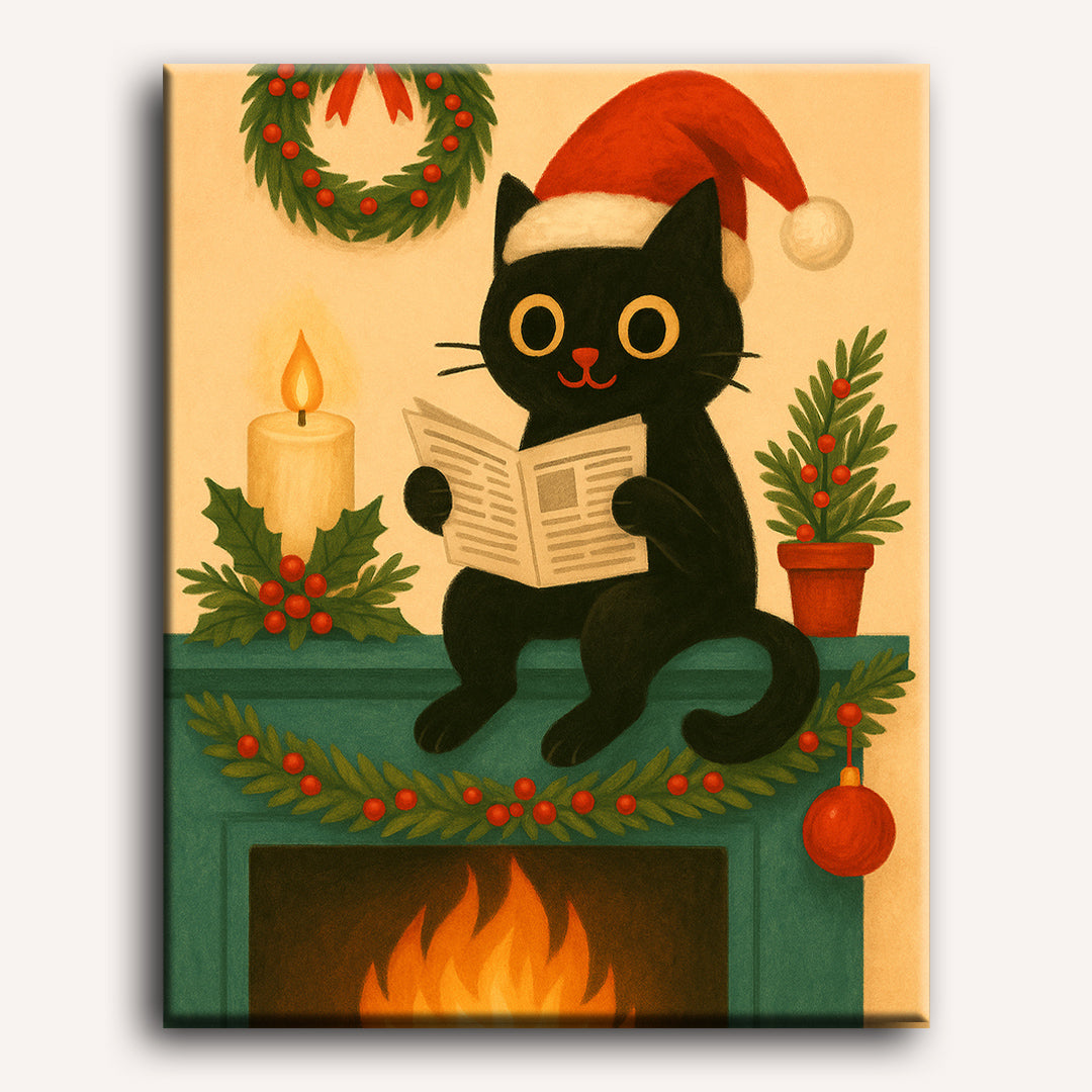 Cozy Fireplace Cat Scene - Detail 2