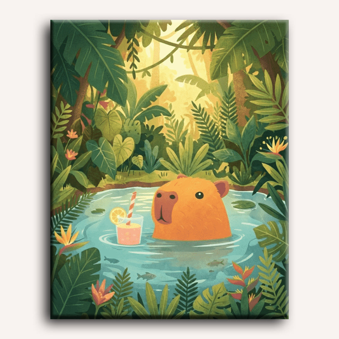 Relaxed Capybara by the Pond - Detail 2