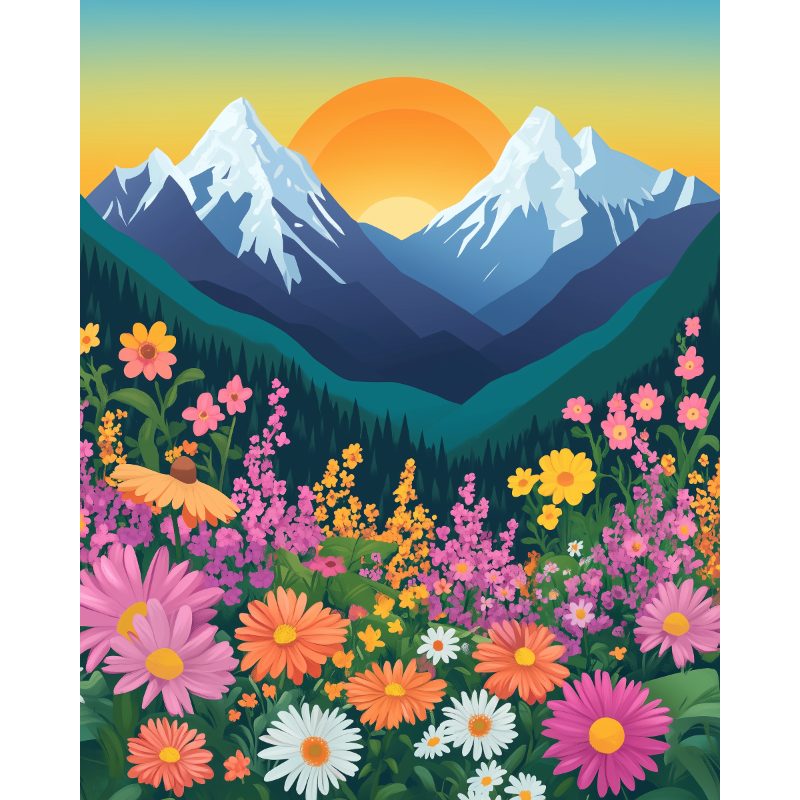 Vivid Mountain Vista - Paint by Numbers Kit