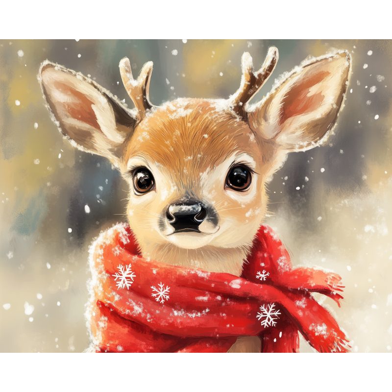Gentle Deer in Winter - Paint by Numbers Kit