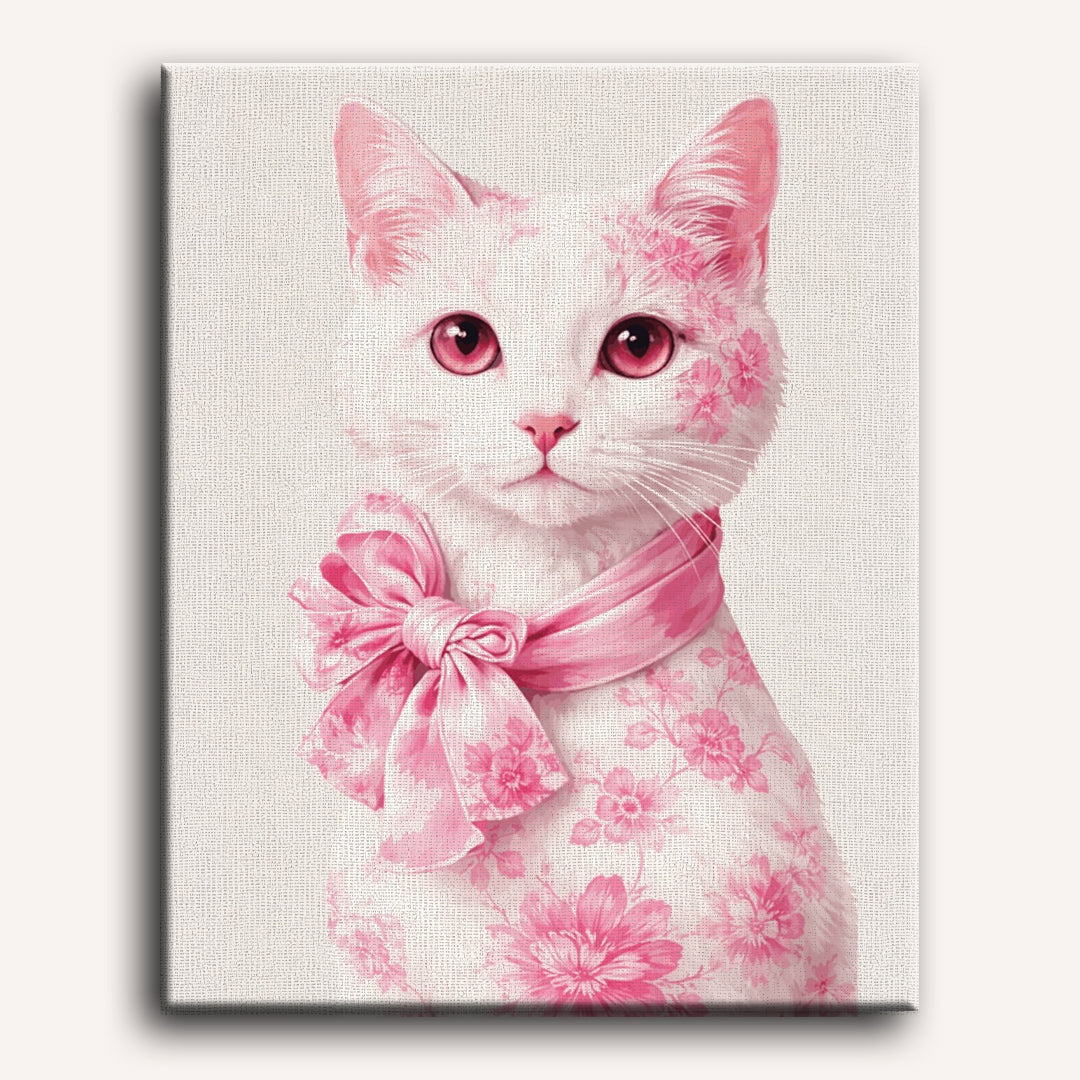 Pink Delft Cat | Paint by Number - Detail 2