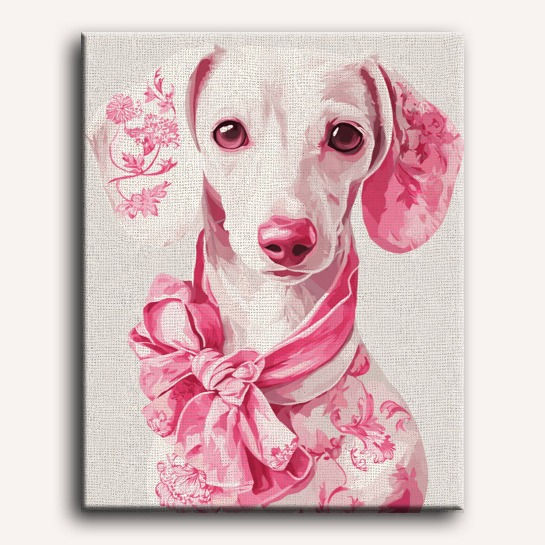 Pink Delft Dachshund | Paint by Number - Detail 2