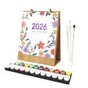 Flowers & Nature Desk Calendar 2026 - Paint by Numbers Kit