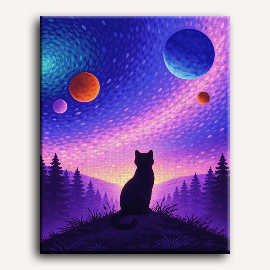 Night Forest Cat | Paint by Number - Detail 2