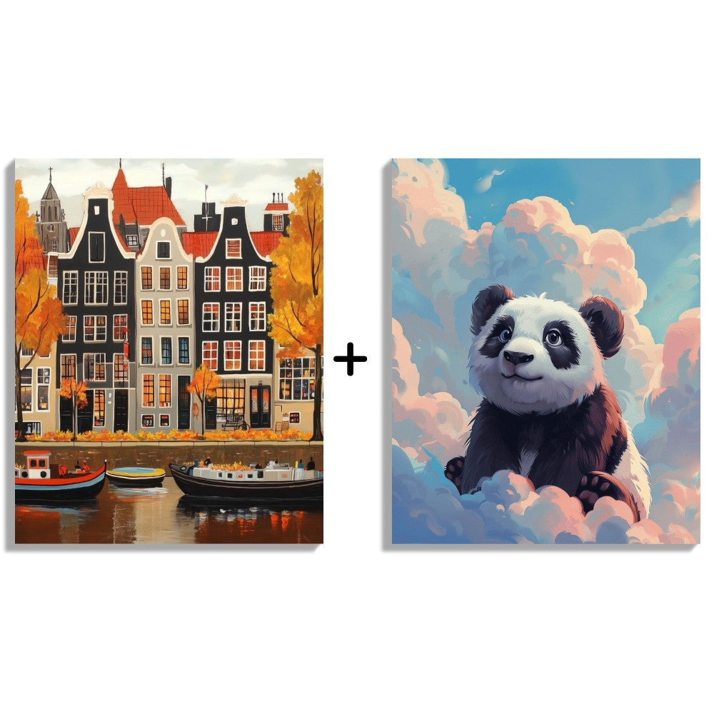 FamJam: Amsterdam & Cloudy Pandas - Paint by Numbers Kit