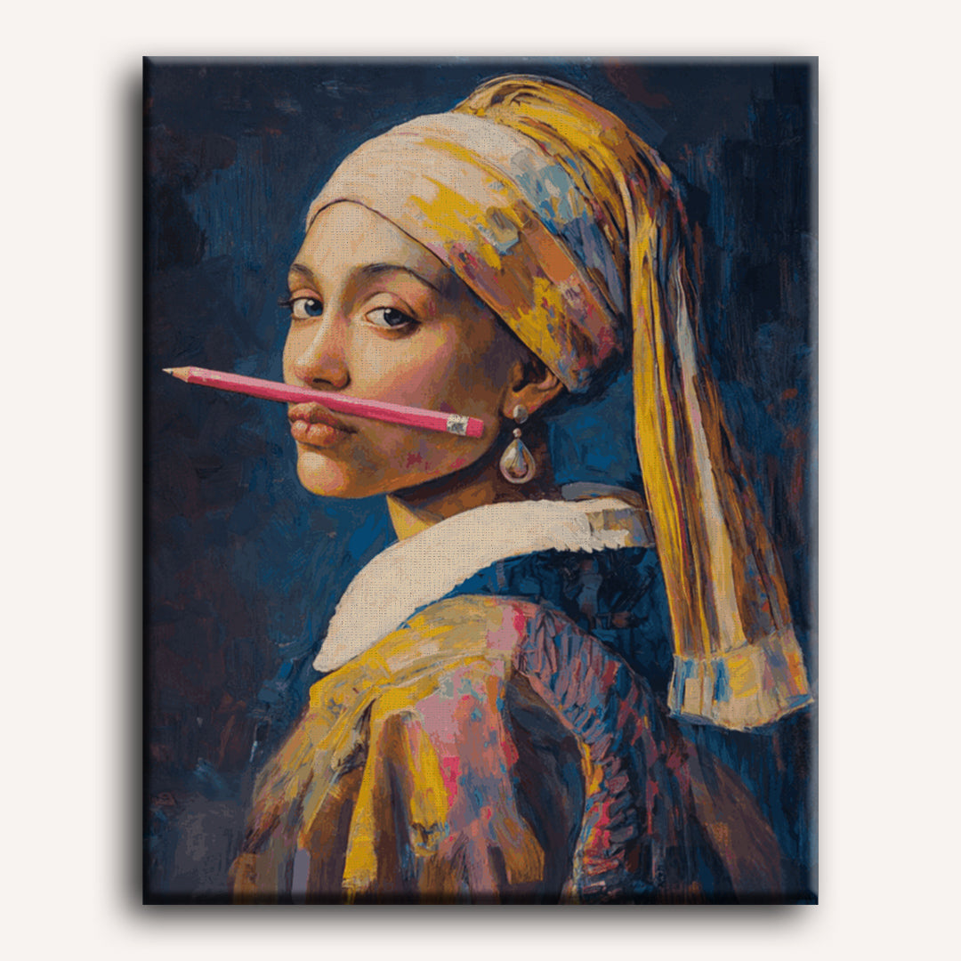 Girl with Pink Pencils - Detail 2