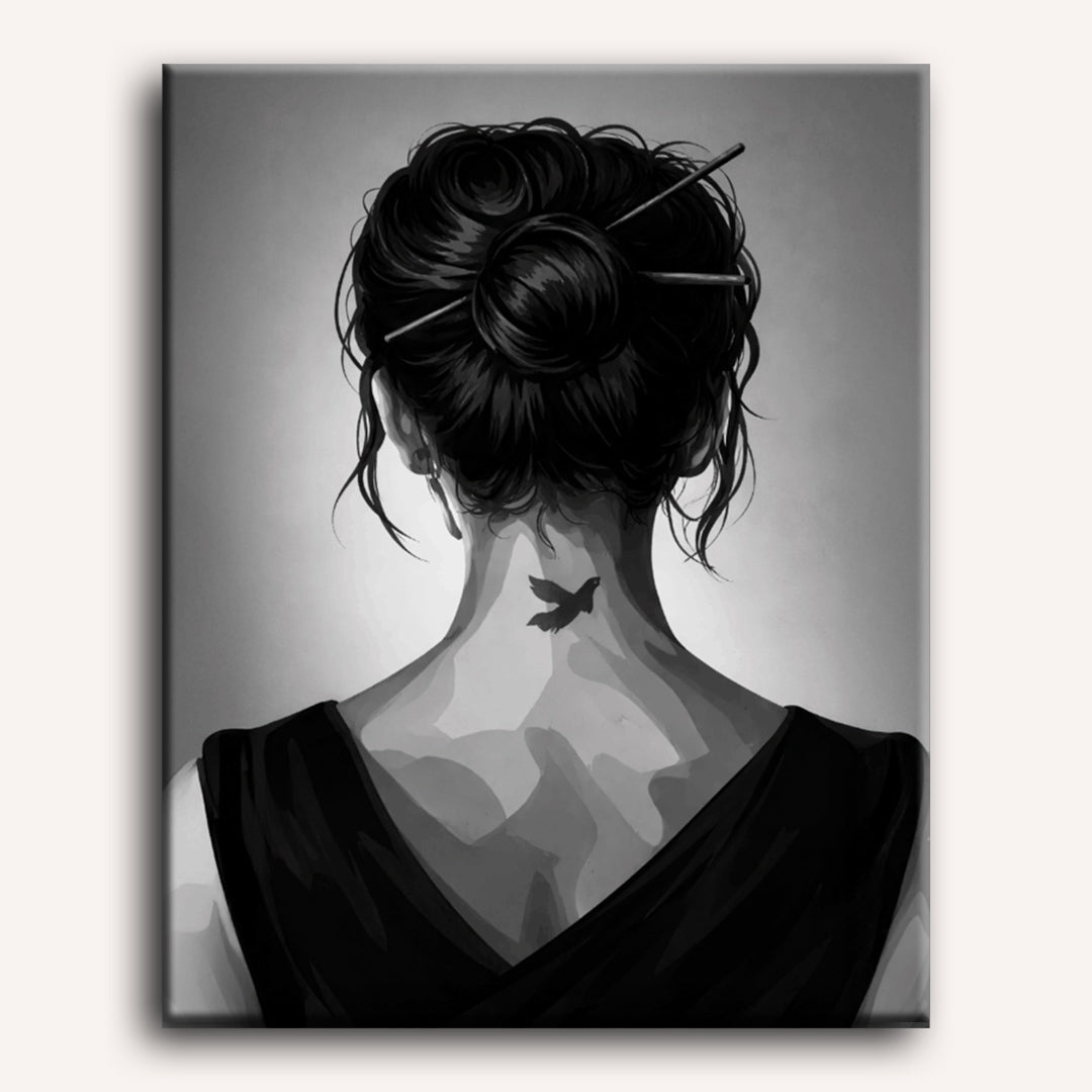 Girl with a Monochrome Message - Detail 2