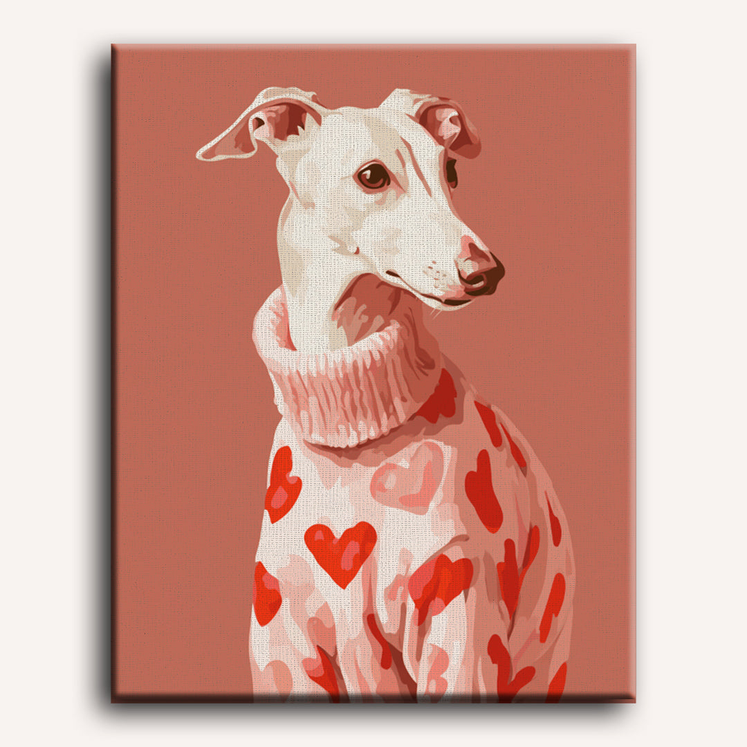 Pink Elegance: Greyhound Portrait - Detail 2
