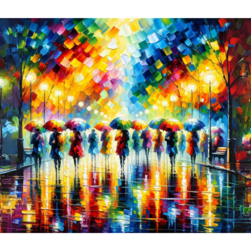 People Under Umbrellas - Paint by Numbers Kit
