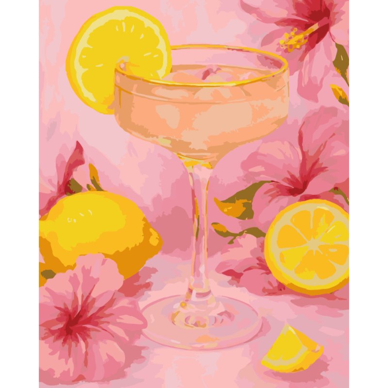 Tropical Hibiscus Cocktail Scene - Paint by Numbers Kit