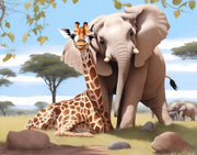 Springtime Friends: Elephant & Giraffe - Paint by Numbers Kit