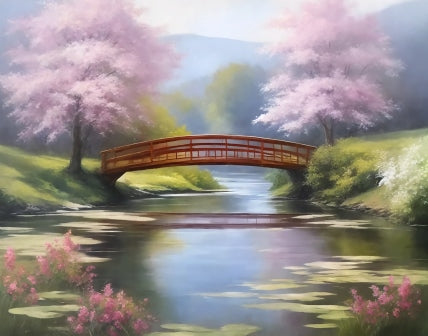 Springtime Bridge View - Paint by Numbers Kit