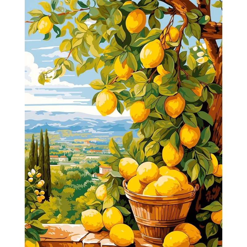 Lemon Tree & Scenic View - Paint by Numbers Kit