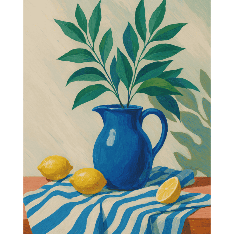 Lemons & Greenery Still Life - Paint by Numbers Kit