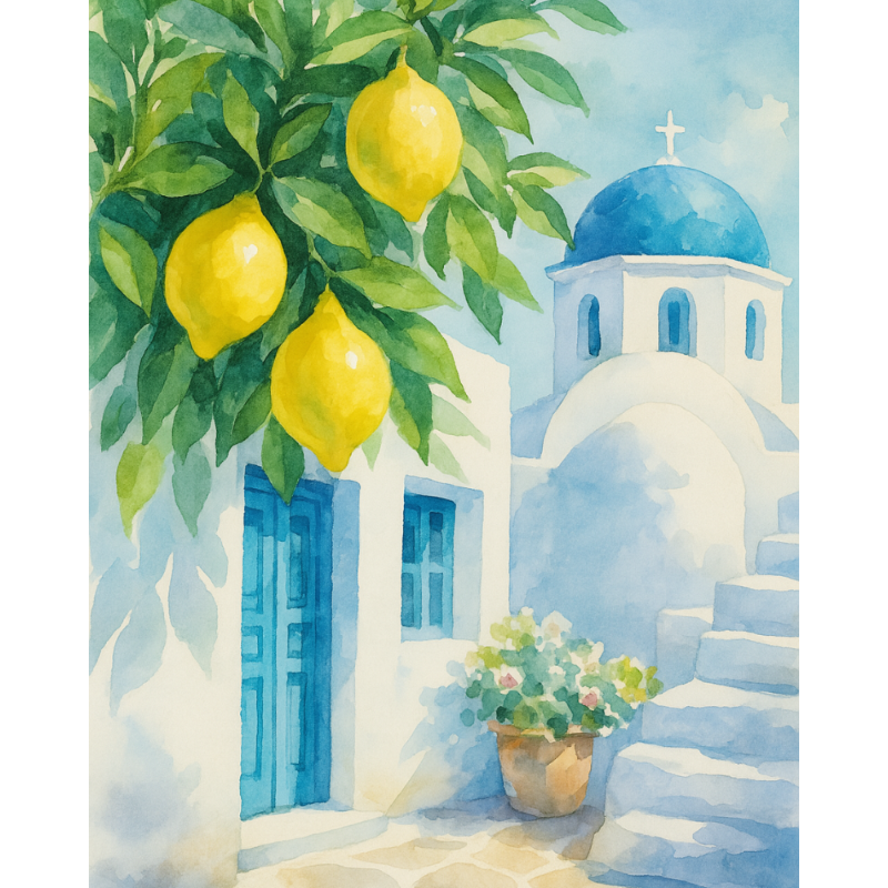 Santorini Lemon Glow - Paint by Numbers Kit