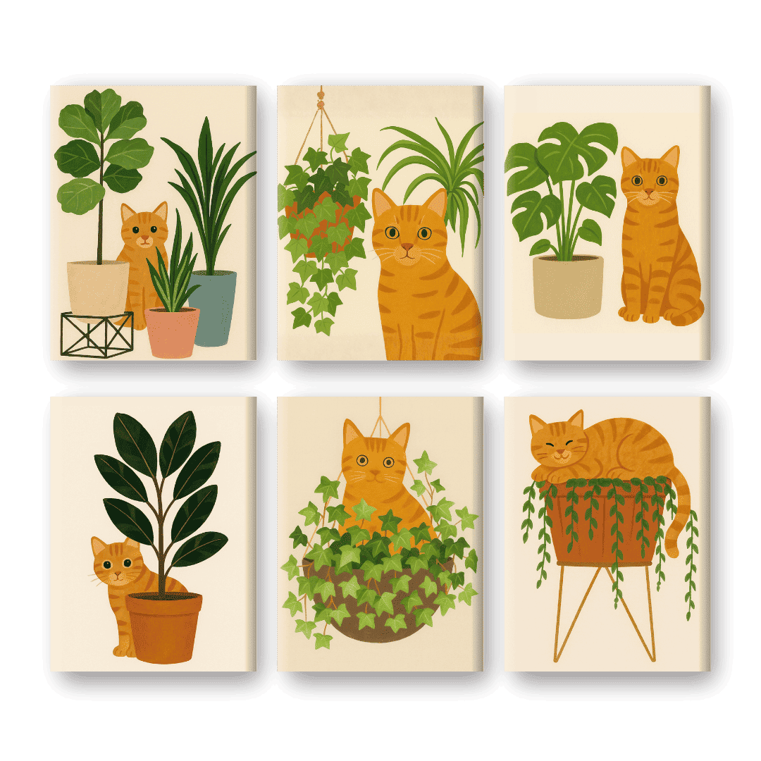 Playful Orange Cat Mini Set - Paint by Numbers Kit