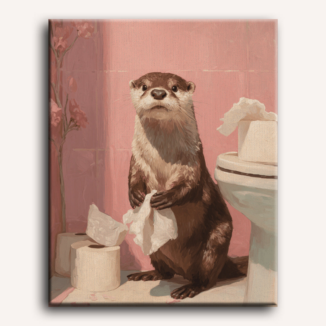 Playful Otter Bathroom Scene - Detail 2