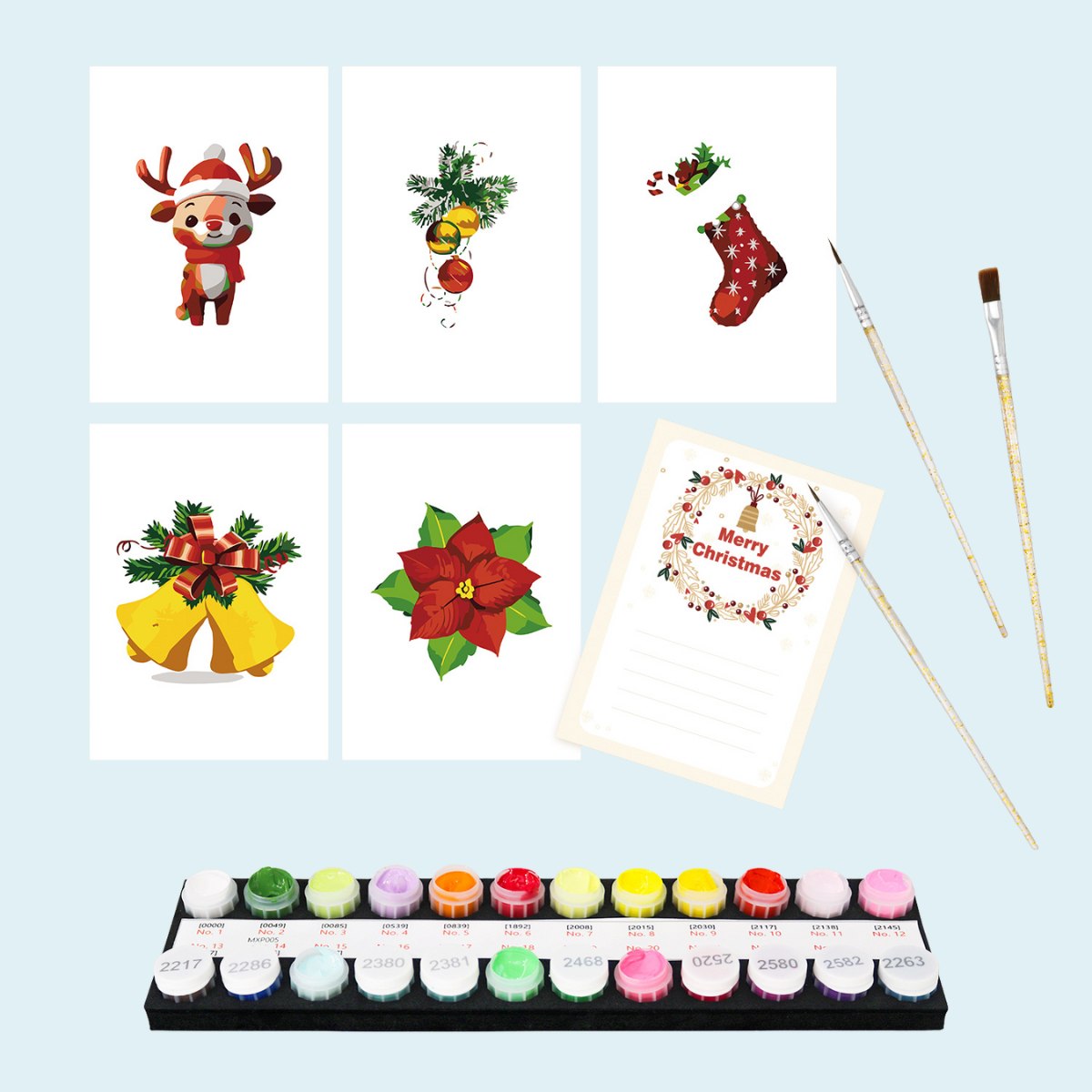Festive Holiday Postcards | Paint by Number - Paint by Numbers Kit