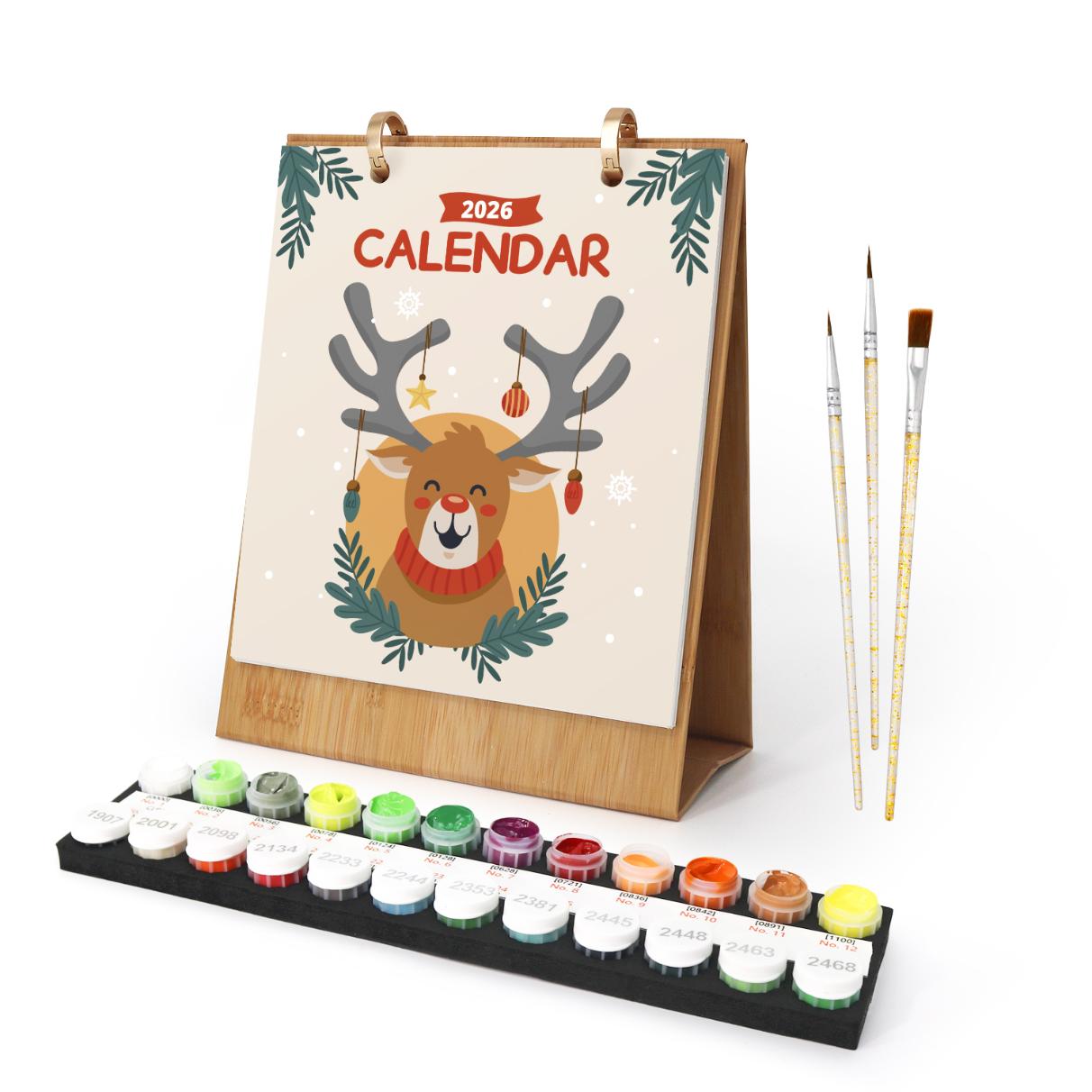 2026 Holiday Desk Calendar - Paint by Numbers Kit