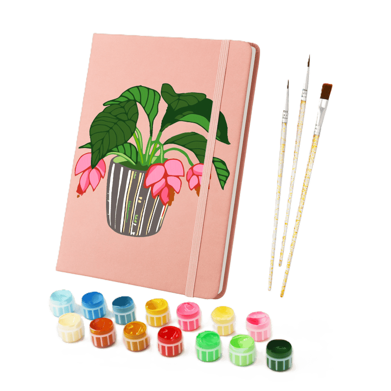 Houseplant Harmony: Paintable Notebook - Paint by Numbers Kit