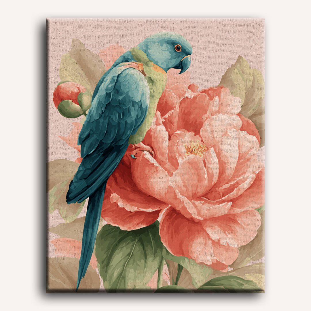 Peony Perch: Birds Among Blossoms - Detail 2