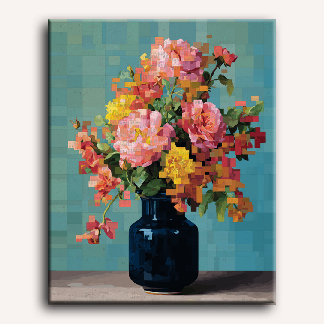 Pixel Blossom Bouquet | Paint by Number - Detail 2