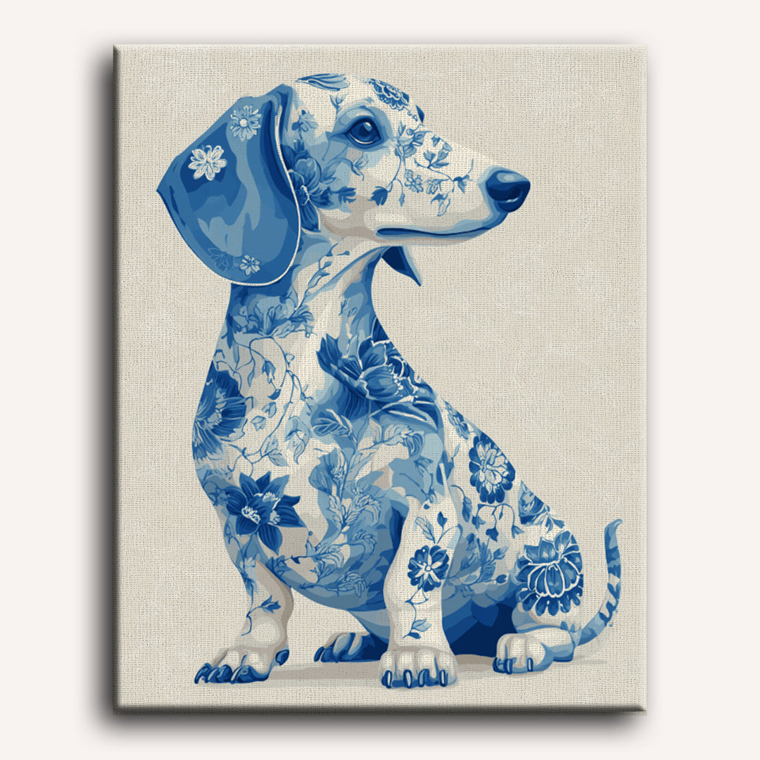Blue Porcelain Dachshund - Detail 2