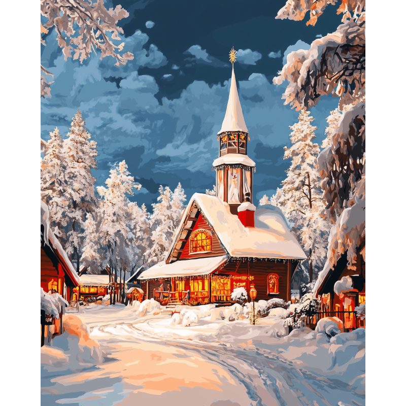 Santa’s Arctic Village Scene - Paint by Numbers Kit
