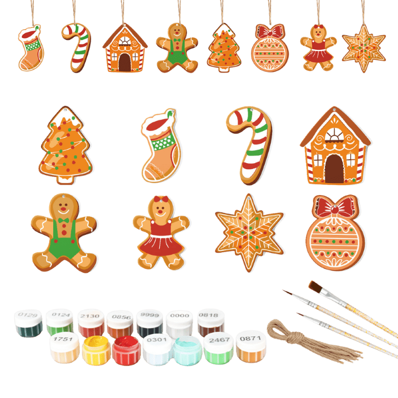 Sweet Gingerbread Ornaments | Christmas Set - Paint by Numbers Kit