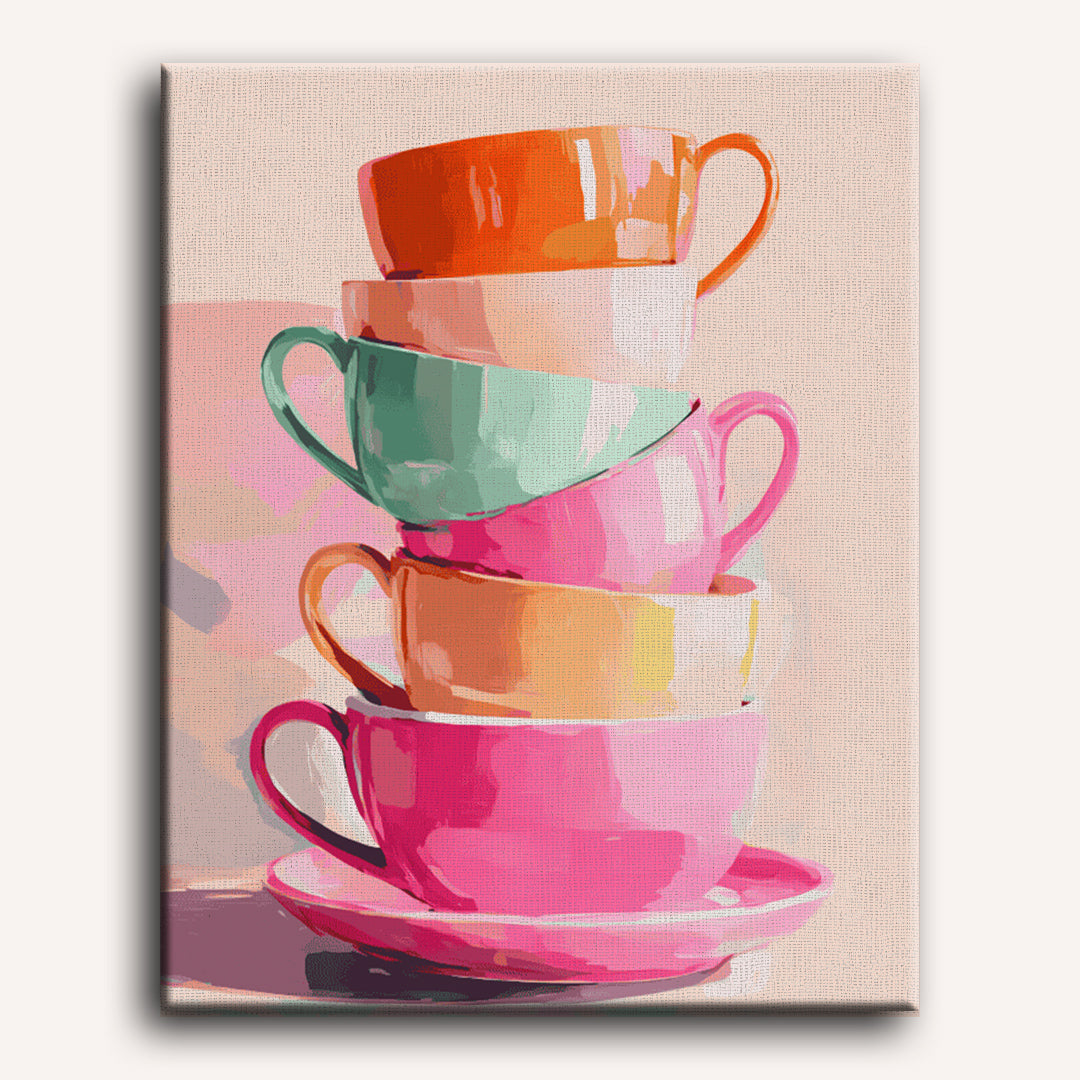 Charming Stacked Teacups - Detail 2