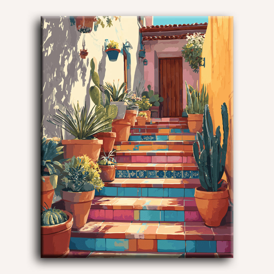 Stairway to Colorful Mexico | Paint by Number - Detail 2