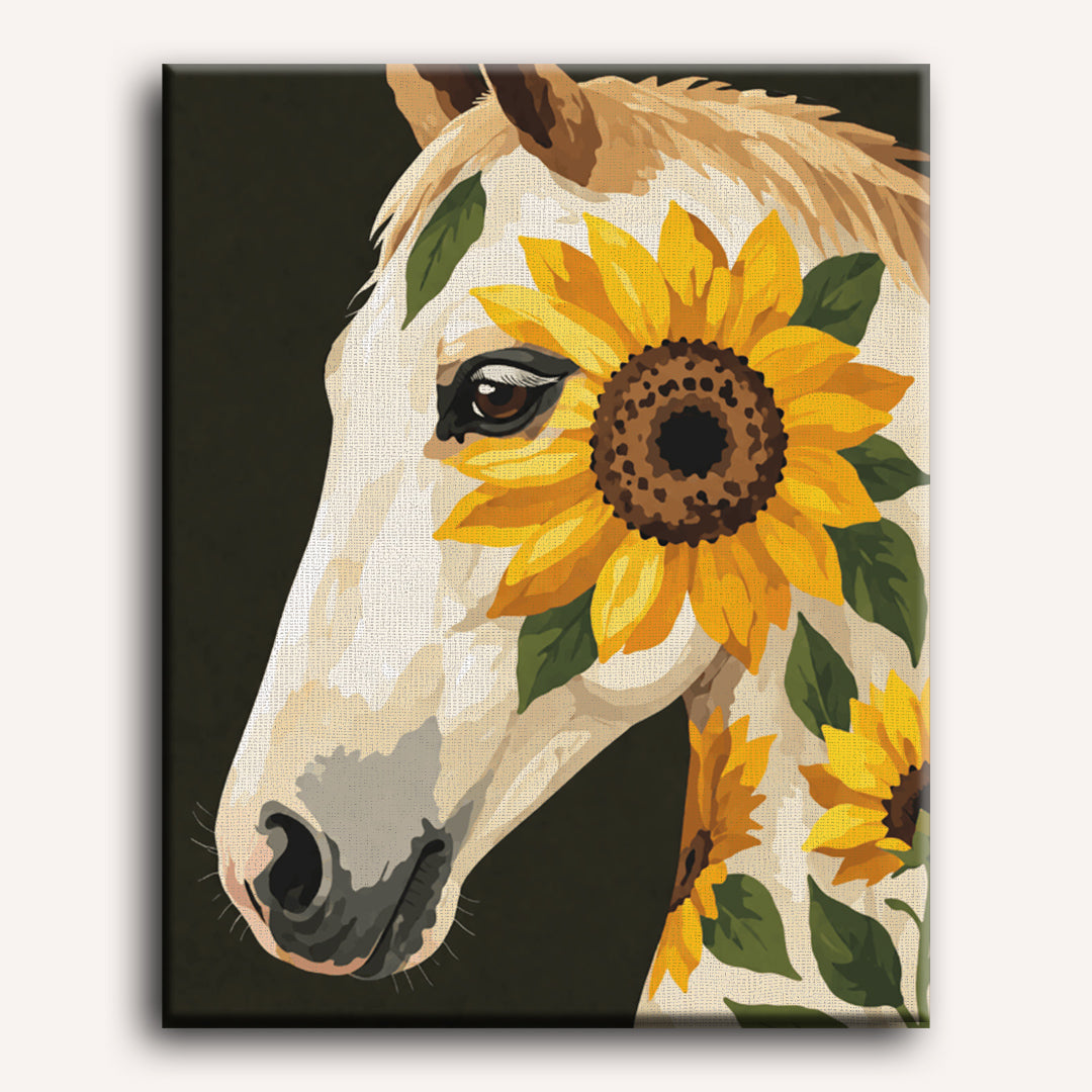 Sunflower Mare: Equine Floral Portrait - Detail 2
