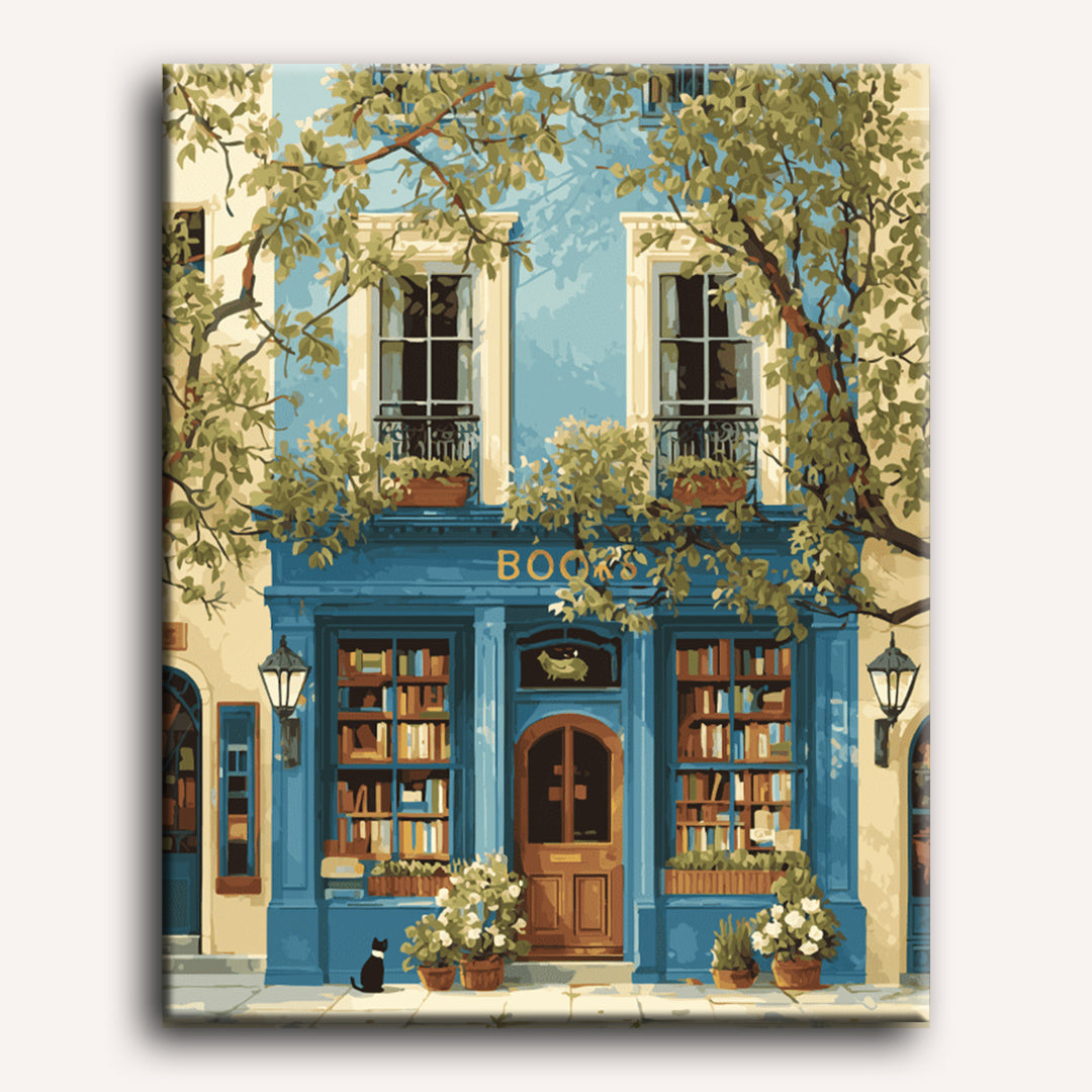 Blue Bookstore Charm | Paint by Number - Detail 2