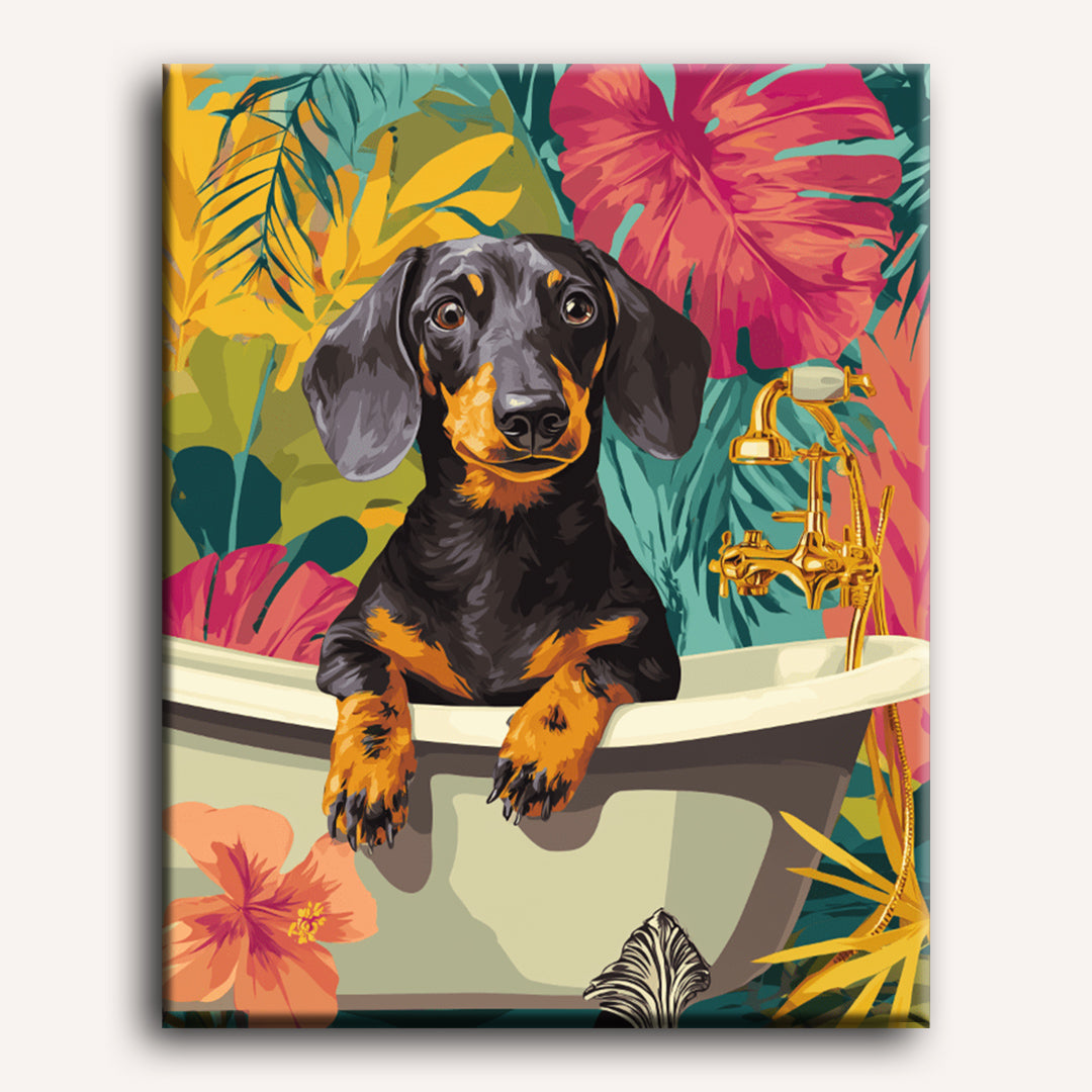 Tropical Dachsund Delight | Paint by Number - Detail 2