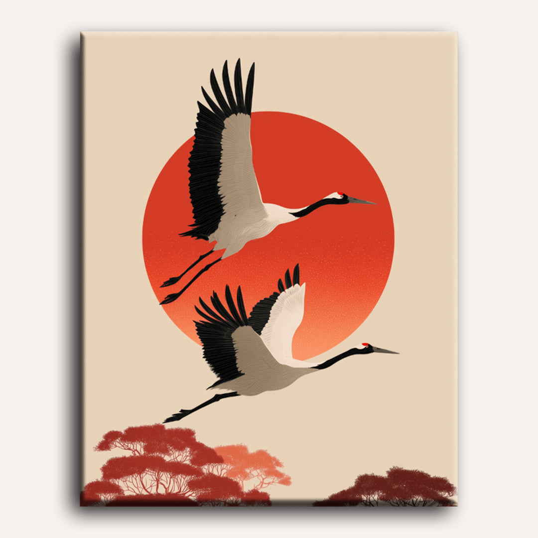 Sunrise Over Cranes - Detail 2
